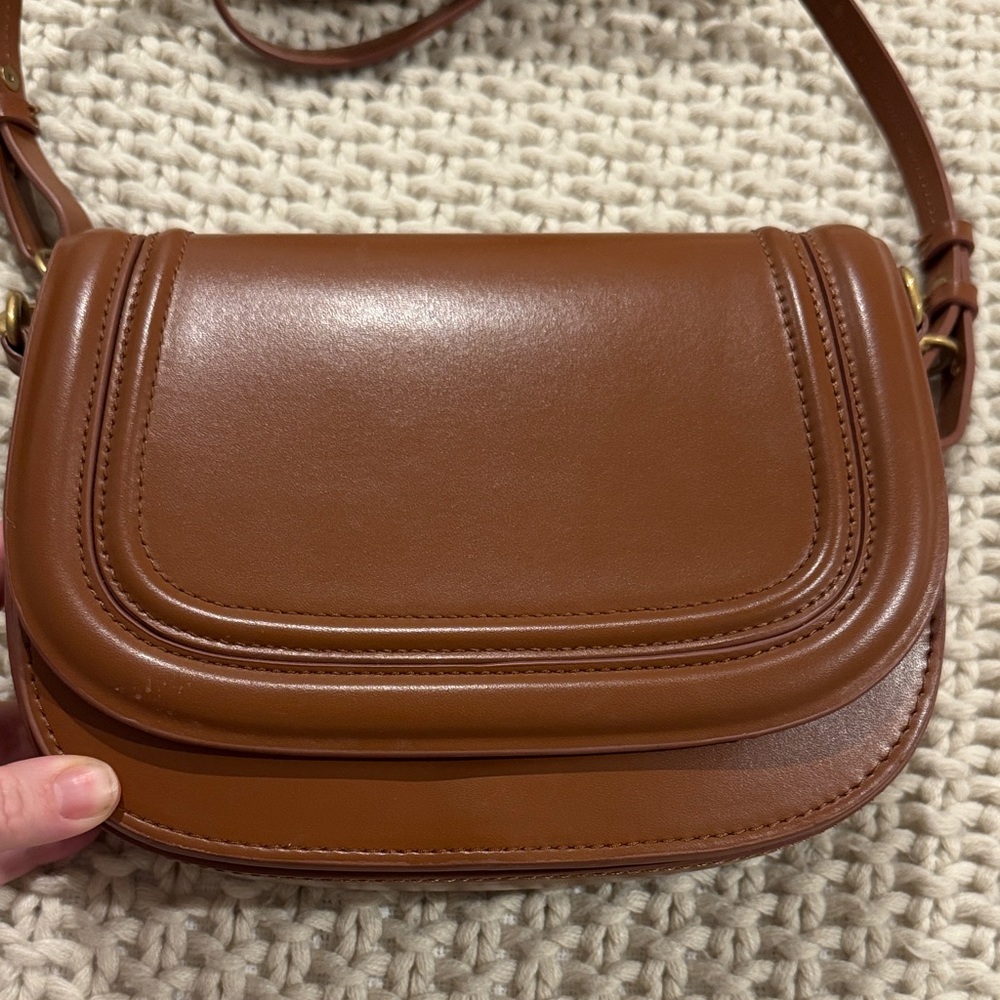Zara Tan Leather Crossbody Bag